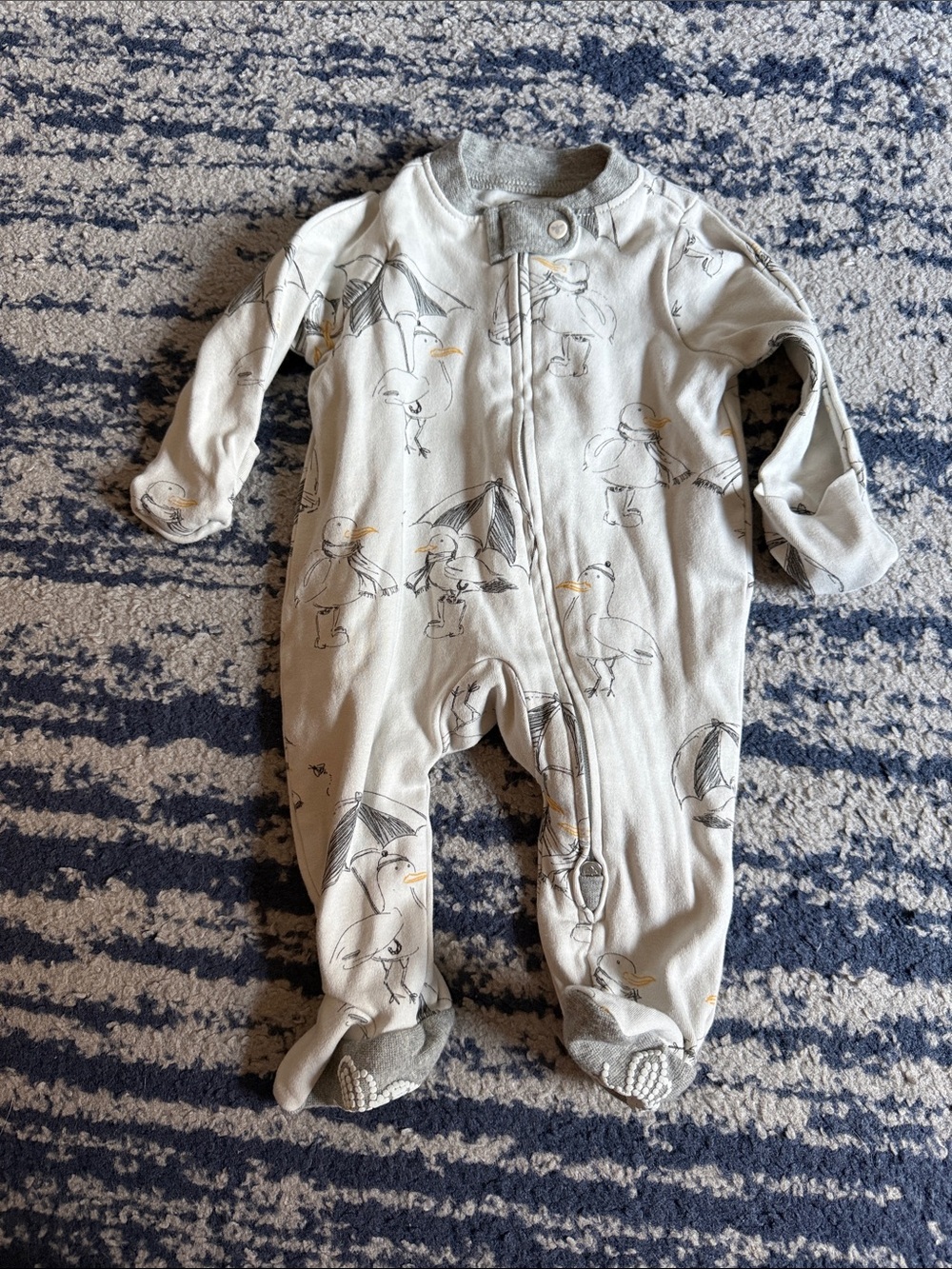 Burt's Bees Baby Cream Seagull Print Footed One-Piece